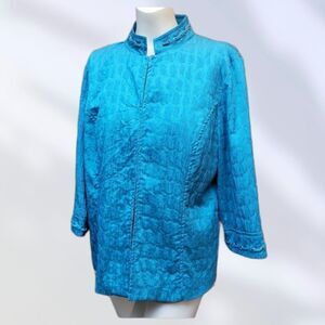 Multiples XL Asian inspired 3/4 sleeve Jacket Teal